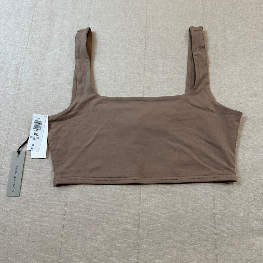 NWT‎ The Group Babaton | Soft Contour Crop Top GD Grey Taupe | Women's Large